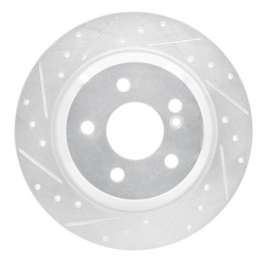 Mercedes-Benz S430 Brake Rotor (1) - Rear Left - R1 Concepts - Drilled & Slotted - Silver - `03-`06
